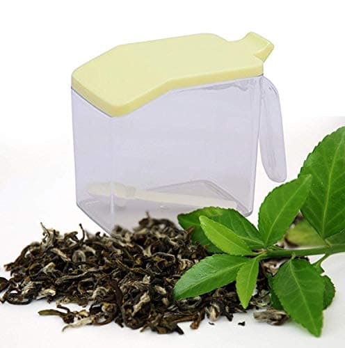 Set of 4 Spice Shaker Seasoning Jars with Spoons, Condiment Storage Container, No Screws, Self Adhesive, Wall Mount, Spice Rack Organiser Holder, Spice Rack Gift Set for Kitchen