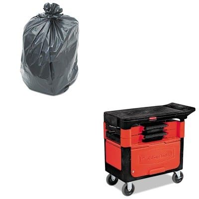 KITPNL519RCP618088BLA - Value Kit - Black Trades Cart w/Locking Cabinet, Includes 2 Parts Boxes and 4 Parts Bins (RCP618088BLA) and Penny Lane Linear Low Density Repro Can Liners (PNL519)