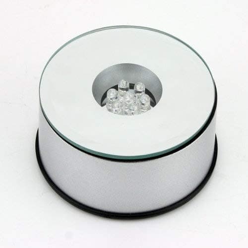 New Unique 360 Degree Rotating Silver Crystal Display Base Stand 7 LED Light
