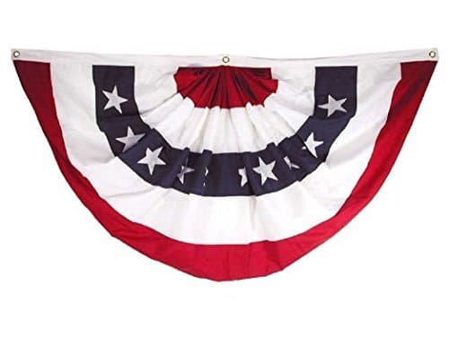 18x36 Inches 1.5x3 Ft Double Sided US American Flag Bunting Half Fan Fully Pleated Poly/Cotton Windstrong Flag Made in The USA