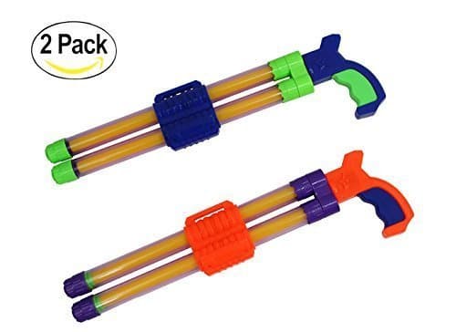 Ouzong 2 Pack Double Stream Machine Water Launcher with Non-Slip Holder for Kids Adults - 17 Inch Powerful Water Gun