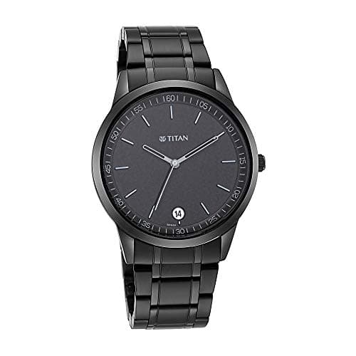 Titan Timeless Style Watch: Refined Black Dial and Metal Strap for Men - 1806NM01
