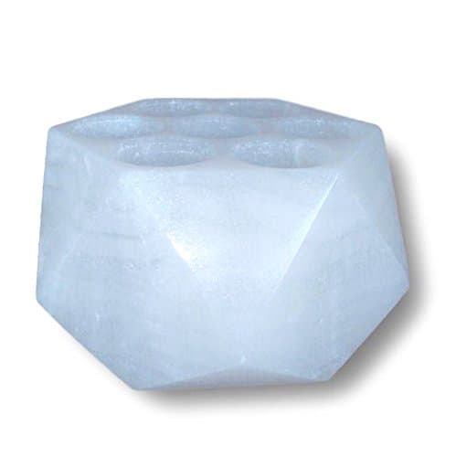 Diamond Stone Essential Oil Holder-100% Stone and Handmade-Decorative Display Case Box Holder For 7, 15ml Bottles (White Cloud)