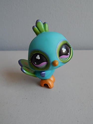 Peacock #869 (Aqua, Pink Eyes, Pearlized Paint) Littlest Pet Shop (Retired) Collector Toy - LPS Collectible Replacement Single Figure - Loose (OOP Out of Package & Print)