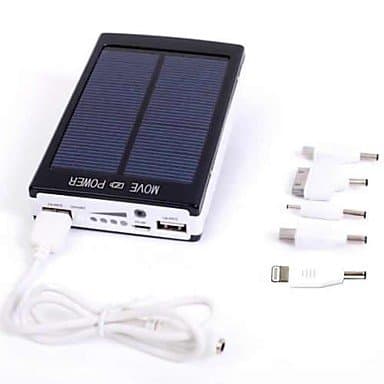 ELCE Stock NWE External Battery 30000mAh Solar Powered Dual USB Li-ion Polymer Battery Power Bank/LED Flashlight, Black