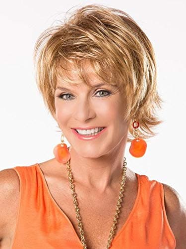 Impressive Wig Color Light Blonde Rooted - Toni Brattin Wigs 5.5" Short Layering Tousled Bangs Changelite 100% Heat Friendly Synthetic Swept Away Shag Natural Hair Peluca