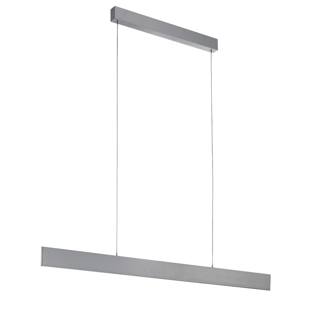 EGLOClimene 46" Linear Pendant LED Dimmable Light Brushed Aluminum Hanging Fixture for Kitchen Island, Hallway, and Dining Room, Chrome