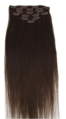 20" Clip in Remy Human Hair Extensions 2# Dark Brown 8pcs 100g
