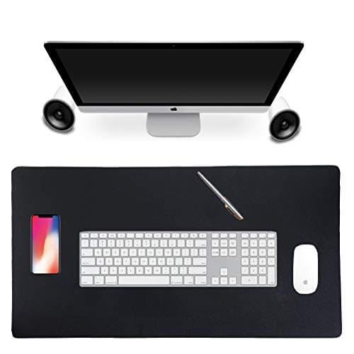 Urvigor Desk Pad Blotter Protector 36 x 17 Inches Extra Large Desk Mat Artificial Leather Non-Slip Laptop Keyboard Mouse Pad, Perfect Desk Mate for Office and Home, Rectangular, Black
