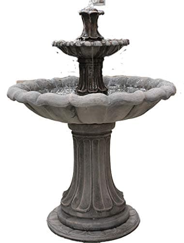 stone garden water fountaib, 5ft large bowled 2 tiered fountain self contained outdoor ornate garden water feature