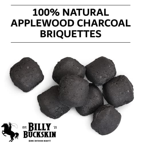13 Lb. Oak & Applewood Charcoal Briquettes for Smoking Beef, Pork, Fish, Steaks, Ribs & More, 100% All-Natural, Quick & Easy Lighting for Outdoor BBQ, Smoker, Tailgating, Camping by Billy Buckskin Co.