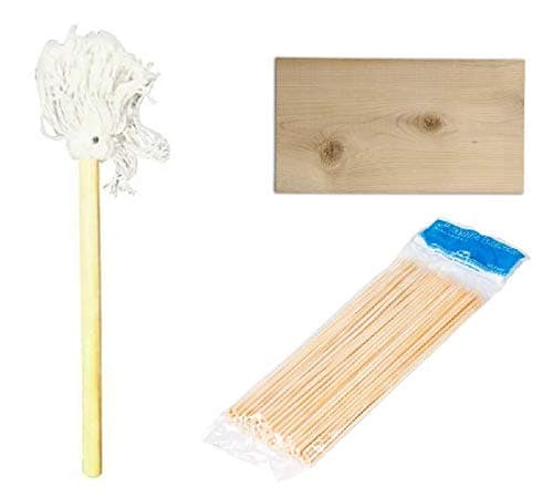 Grill Master BBQ Set Featuring Cedar Wood Plank, Skewers, with a Barbecue Mop Perfect for Smoker, Gas, or Propane Grill