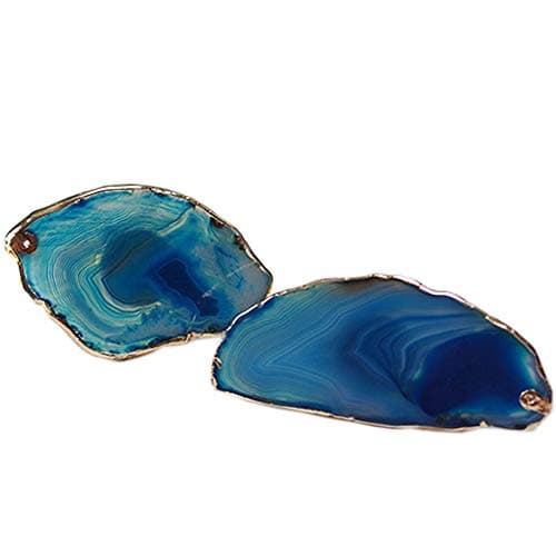 Iamagie Natural Agate Napkin Rings Holder, Dinning Table Decoration, for Everyday Celebration Wedding Party Banquet Reception Catering, Set of 2 (Blue)