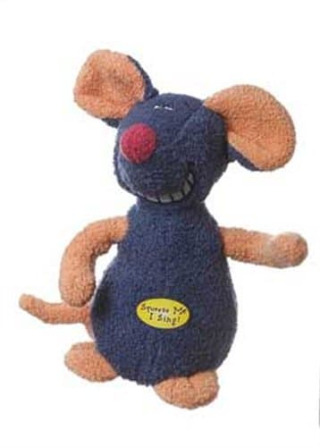 MultipetDeedle Dude 8-Inch Singing Mouse Plush Dog Toy, Blue