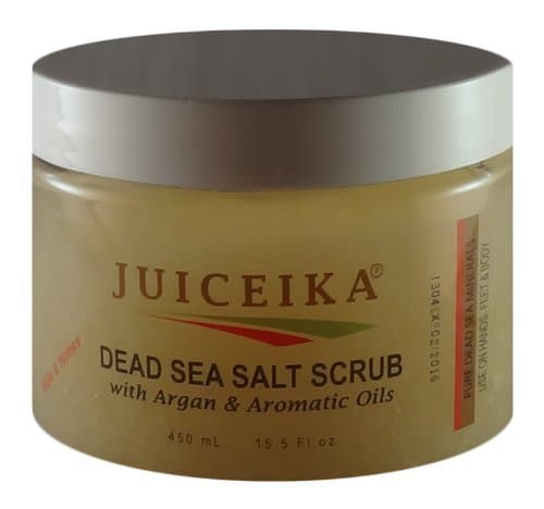 Dead Sea Salt Scrub with Argan & Aromatic Oils- Milk & Honey (15.5 fl.oz.-450ml) by Juiceika