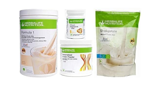 HERBALIFE WEIGHT LOSS SUPER COMBO OF FORMULA 1 NUTRITIONAL SHAKE MIX, PPP, SHAKEMATE &AFRESH Energy Drink��(1250 g, Vanilla & Lemon Flavored)