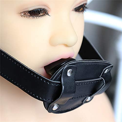Leather segot-style punk deep throat couple props (5CM, black)