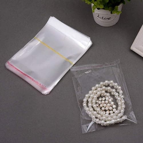 Self Adhesive Transparent Plastic/Polythene BOPP Seal King Pouch Bags Covers (3 X 3.5 Inches) (L : 3.5, W : 3 Inches) | Reusable/Resealable Multipurpose Pouches for Jewelry, Packing, Storage (50)