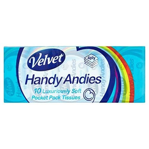 Velvet Handy Andies Tissues - x4 Packs of 10 Tissues - (400 Tissues Total )
