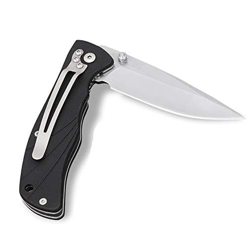 Folding Pocket Knife with Liner Lock 8Cr13MoV 3.74" Stainless Steel Blade G10 Handle EDC Knife with Belt Clip for Outdoor Camping Fishing Gift, Black