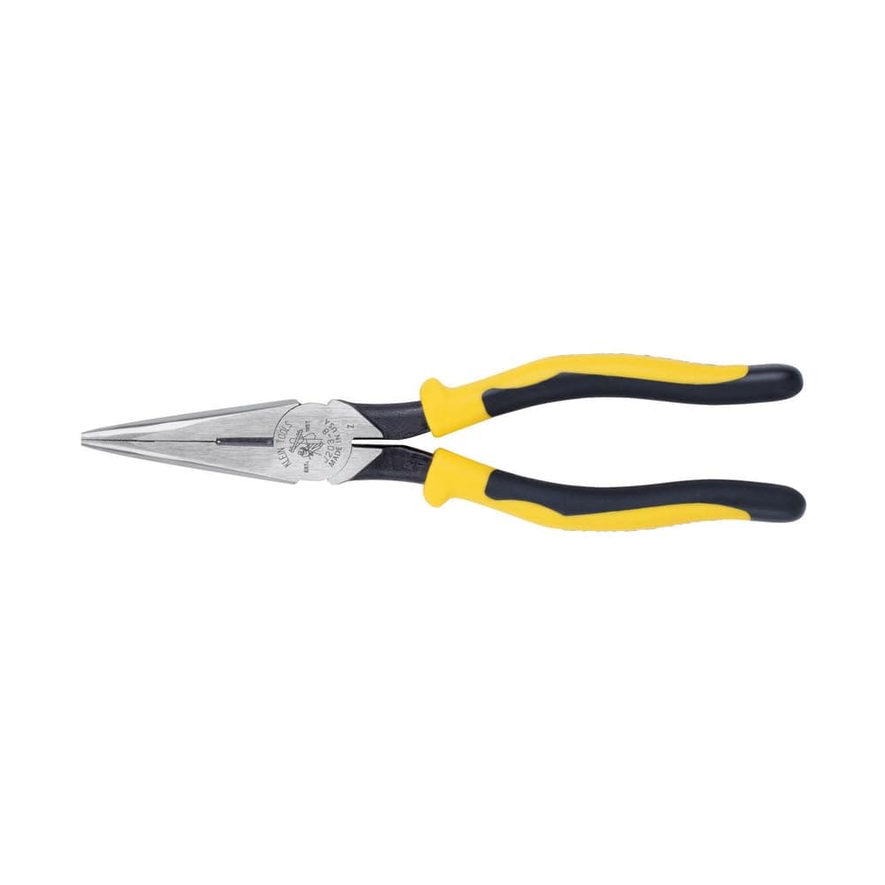 J203-8 8-Inch Needle Nose Pliers, Heavy Duty Cutting, Extended Handles, High Leverage, Induction Hardened with Hot-Riveted Joint