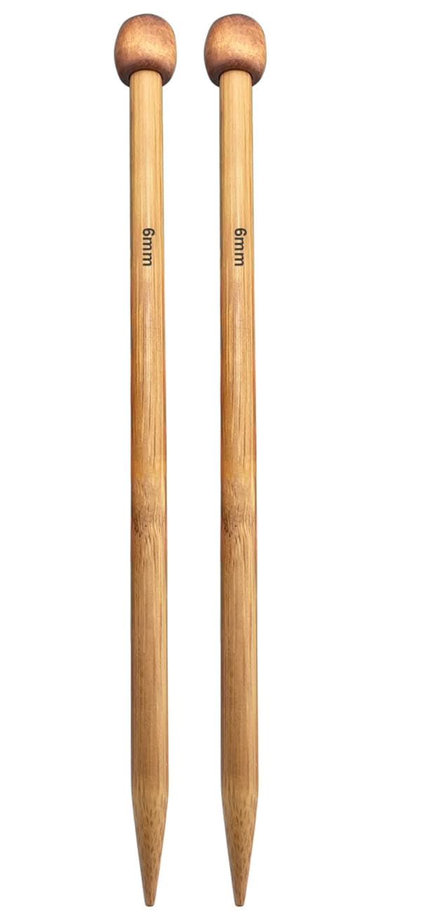 Bamboo Knitting Needle Straight Single Pointed 10-inch Length Knitting Needles for Handmade DIY Knitting,US Size 10(6mm)
