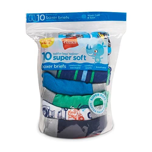 Hanes Boys' Underwear, Boxer Briefs for Boys and Toddlers, Soft Cotton, 7 and 10 Packs
