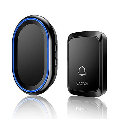 Wireless Doorbell, Plug and Play Door Bell, Plug-in Receiver Operating at 1000 Ft, Waterproof Push Button Door Chime Kit, 4 Volume Levels, 58 Melodies (1 Plug-in Receiver, 1 Button, Black)