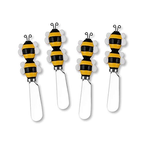 Supreme HousewaresBee Cheese Spreaders, Hand-Painted Resin Handles with Stainless Steel Blades for Spreading Cream Cheese, Butter, Jam, or Sandwich, Set of 4