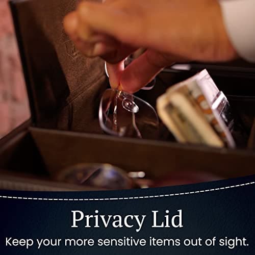 HOUNDSBAY Victory Valet Tray for Men, Camo Gifts for Men, Handmade PU Leather EDC Tray, Scratch Resistant, Nightstand Organizer - Black Woodland Camo