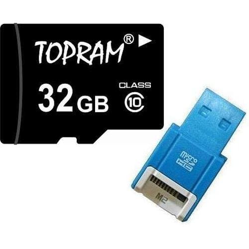 TOPRAM 32GB MicroSD MicroSDHC Card 32G Class 10 C10 SDHC with SD Adapter and R10B Micro USB Flash Card Reader / Writer