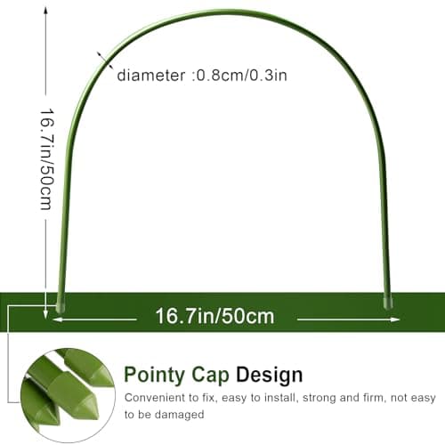 Greenhouse Hoops for Raised Beds, 6Pcs Garden Hoops Stakes Grow Tunnel for Row Cover Netting, Greenhouse Support Hoop with 24 Clips for Netting Raised Beds(50x50cm Hoops-6+Clips-24)