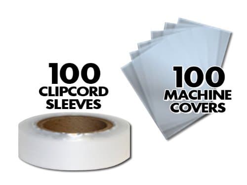 Tattoo Machine Cover 100 Pack and Clipcord Sleeving Roll of 100 Sleeves Bundle
