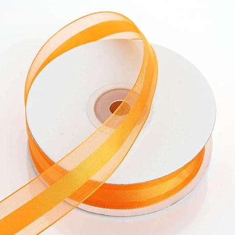 silk flowers factory 7/8 Inch X 25 Yards Organza Ribbon with Satin Center - Orange