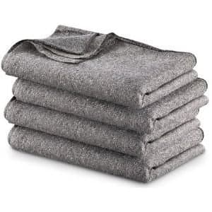 Military Style Wool Blend Blankets, 4 Pack, 60" x 80"