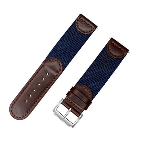 Men's Calfskin Leather and Nylon NATO Watch Strap Swiss-Army Style Watch Band …