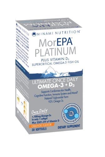 Minami MorEPA Platinum, Plus Vitamin D3 Supercritical Omega 3 Fish Oil, Orange, 90 Softgels
