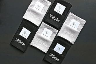 Personalized Napkins Embroidered Any Text Monogram Design Add a Name, premium quality napkins with embroidery, great gift monogrammed napkin for Kitchen and Wedding (Medium 18x18inch / 46x46 cm)