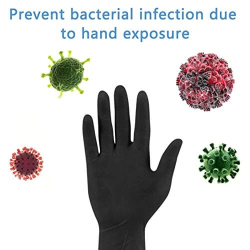 WAFamily 100PCS Disposable Gloves Nitrile Latex-Free black Gloves, Powder-Free Glove for Cleaning, Industrial, Food Handling or Medical applications Public services Used to contact objects (M)