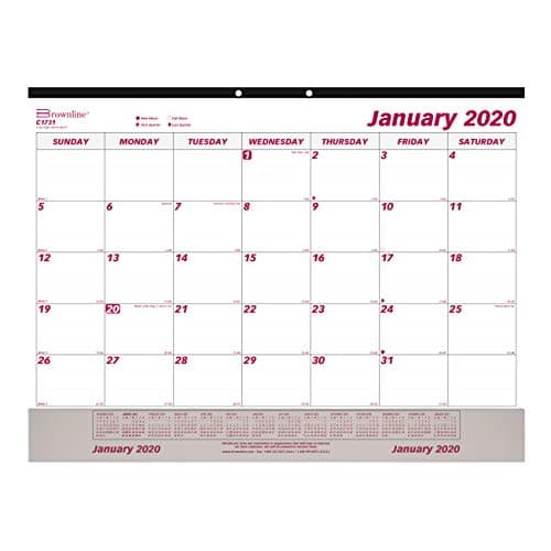 Brownline Monthly Desk Pad Calendar Calendar with Clear Vinyl Strip, 22 x 17 inches