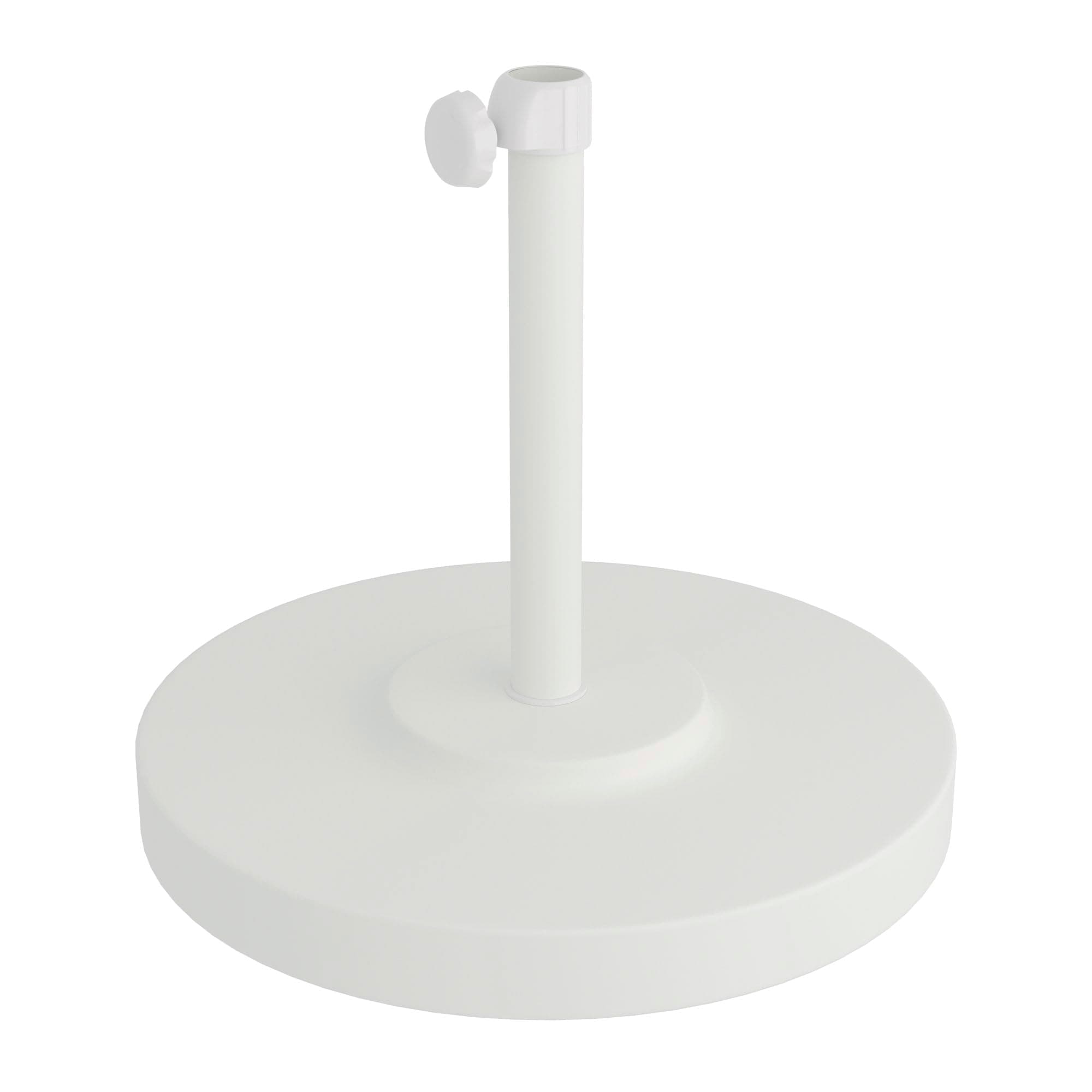 California Umbrella 50 lbs. Round Concrete Weighted Powdercoated Steel Umbrella Base, White Frame