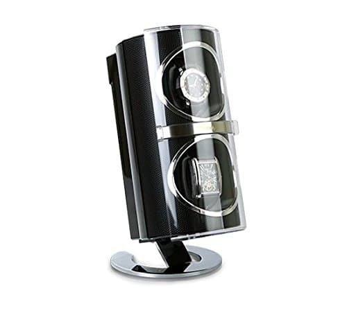 Uhre Nbeweger Beno, Uhrenaufzieher for 2 Automatic Watch Drive with Japanese Quality Motor Rotation Direction and Speed Separately, with Power Supply, Colour Black, Chrome, Acrylic Glass