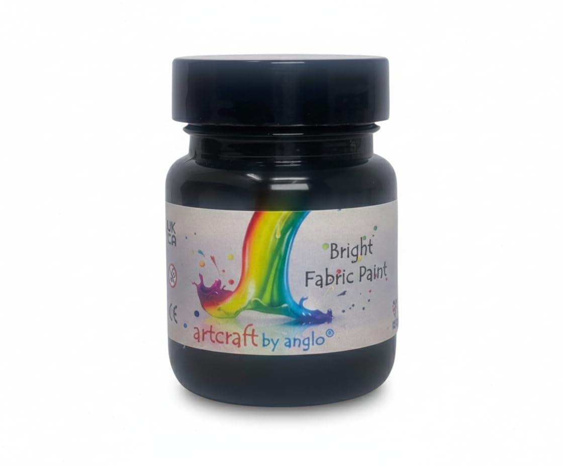 Black Fabric Paint Permanent for Clothes. Textile Fabric Paints in 60ml. Ideal for Painting Clothes, T-shirts, Jeans, Bags & Canvas Shoes.