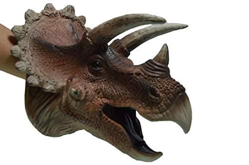 AomoriHaba Japan 3D Jurrasic Large Realistic Triceratops Dinosaur Toy Hand Puppet for Adults and Kids (Free Dinosaur Sticker)