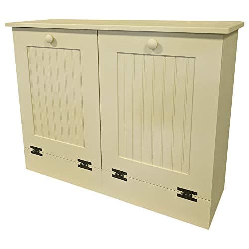 Sawdust City Wood Garbage Can Holder with Recycling Holder (Solid Cream)