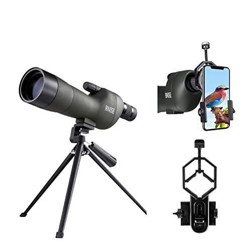 BNISE Spotting Scope for Bird Watching and Hunting, FMC Optics, 20-60x60 Zoom Monocular Waterproof Telescope, with Tripod and Case, Camera and Phone Adapter - Straight