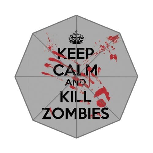 Keep Calm And Kill Zombies White Trendy Sturdy Stylish Unique Personalized Custom Foldable Umbrella