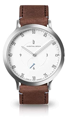 Lilienthal Berlin Men’s L1 Standard Silver/White Minimalist Quartz Watch with Leather Band