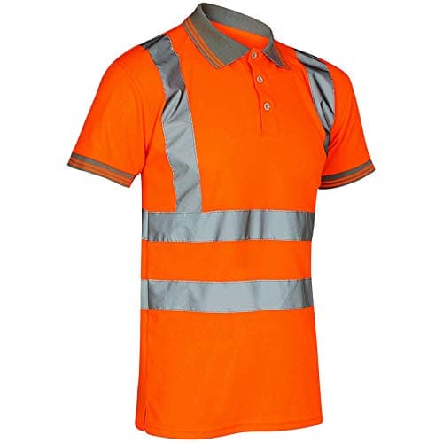 Stylo OnlineHi Viz Vis High Visibility Polo Shirt Reflective Tape Safety Security Work Button T-Shirt Breathable Lightweight Double Tape Workwear Top