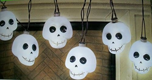 Set of 8 Flashing Halloween Skull Lights with Sound - Battery Operated by Spooky Hollow